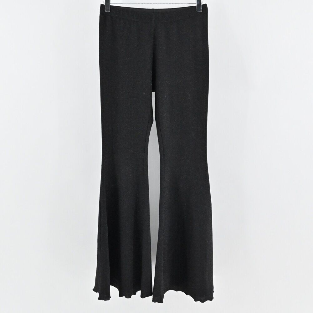 SLEEPER Pants Womens Size‎ L Black Cosmos Lurex Shimmer Flare Bell Bottom Retro